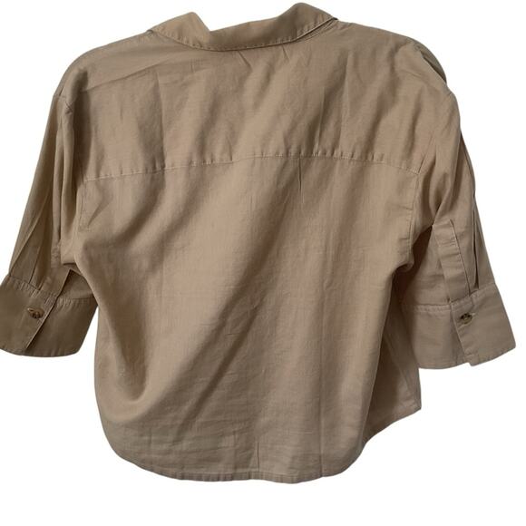 J crew Herringbone twill button-up shirt size 4 NWT khaki - Picture 5 of 11